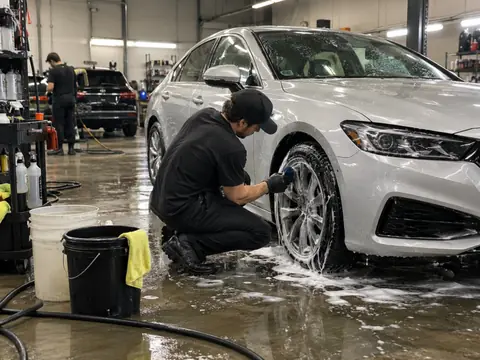 A car being washed outside
